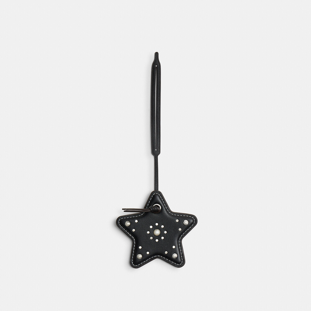 Coach Coachtopia Star Bag Charm black with silver metal rivets NWT